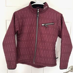 Kerrits Kids Youth Large Quilted Equestrian Riding Jacket Maroon Plum Horseback